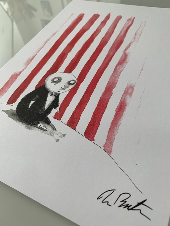 Image 1 of Tim Burton – Niño Pingüino – Lámina oficial de edición limitada firmada – 20×30 cm