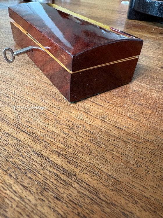 Mahogany Spoon Box 1880 – Decoration, Metal, Textile (photo 3 of 6)