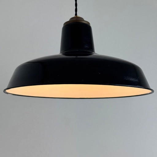 ANTIEKE GEËMAILLEERDE INDUSTRIËLE WERKPLAATS HANGLAMP