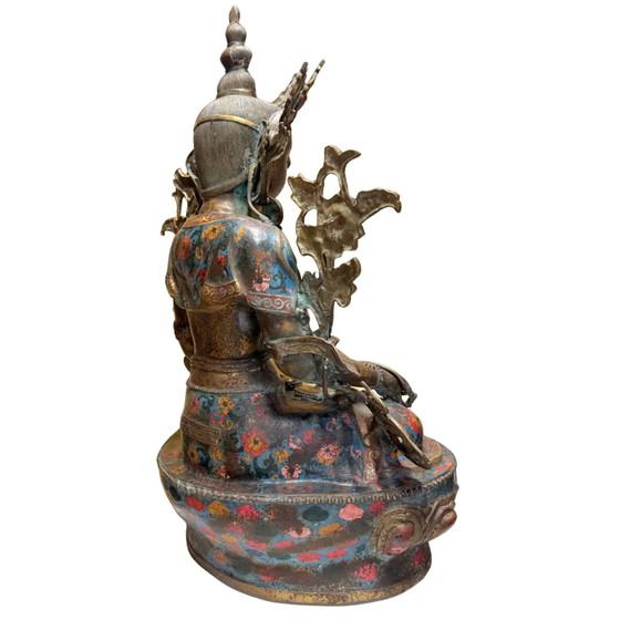 Tara Bianca Sitatara Monumentale – Tarda Dinastia Qing – 80 cm – 26,2 kg Bronzo Dorato & Cloisonné – Sculture (photo 4 of 10)