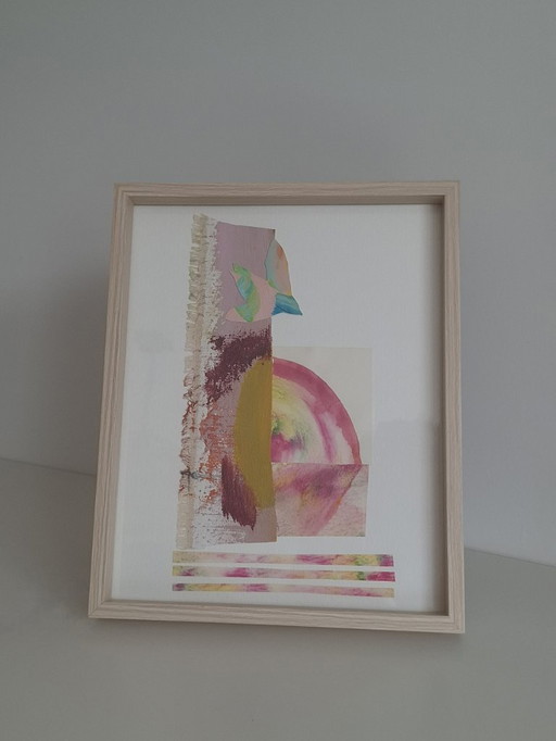 Œuvre d'art encadrée ''Free Bird 4'' - Collage de peintures abstraites
