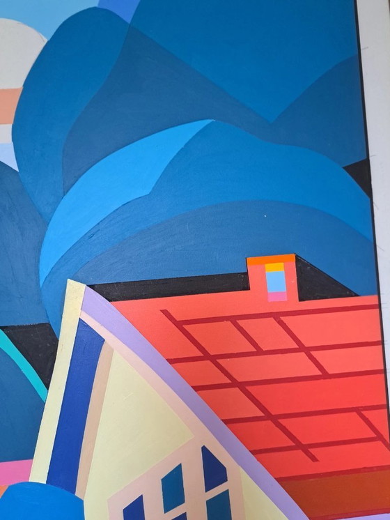 Image 1 of Quadro astratto colorato "Home Sweet Home" - acrilico su MDF di Franklin van Dam (95x95 cm)