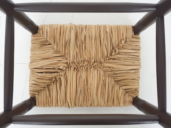 Image 1 of Tabouret vintage en rotin et bois, années 1960