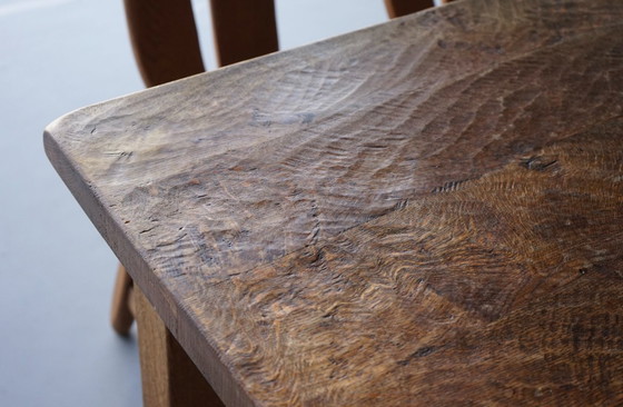 Image 1 of Set da pranzo brutalista in rovere massiccio di De Puydt, Belgio. 1970s