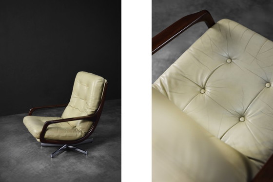 Image 1 of Vintage Mid-Century German Modern Leather Swivel Armchair by Eugen Schmidt for Soloform, 1960s