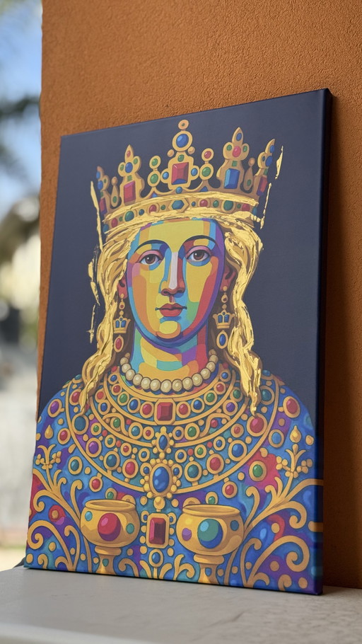 Portret van Sant S. Agata in Catania – Iconisch Italiaans religieus icoon – Pop Geometrisch portret