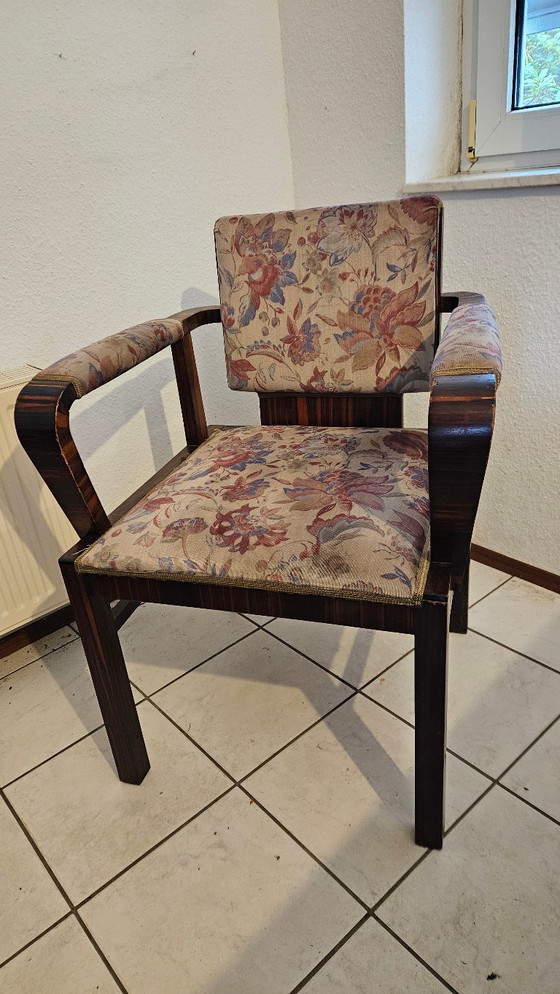 Image 1 of Scrivania Art Déco indipendente con sedia, ebano Makassar