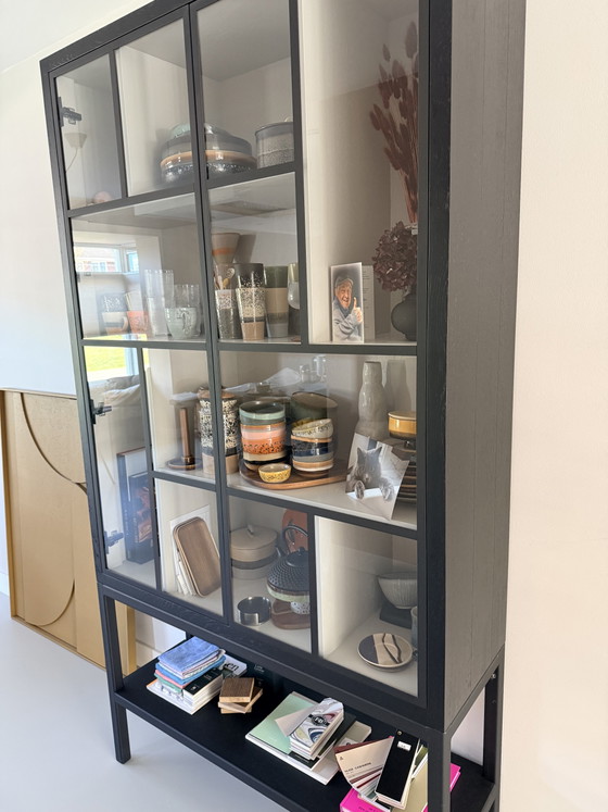 Black oak display cabinet with metal – Wood (photo 3 of 5)
