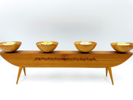 East Germany GDR wooden candlestick