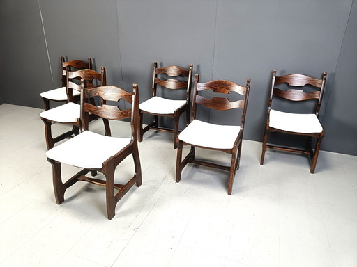 Vintage Brutalistische Eetkamerstoelen, Set Van 6 - 1960S