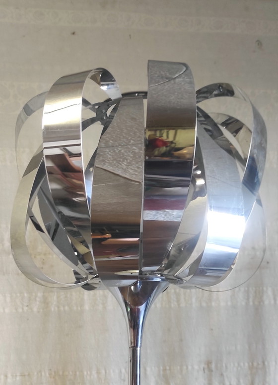 Image 1 of XL Chrome Metal Table Lamp by Seylumiere - 1970s/80s