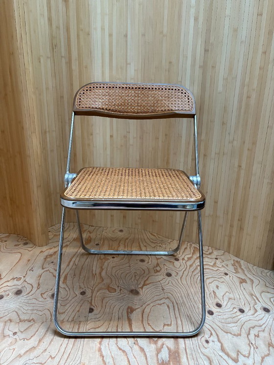 Image 1 of Italienische Plia-Stühle aus Rattan und Chrom von Piretti für Castelli, 1970er Jahre, 2er-Set
