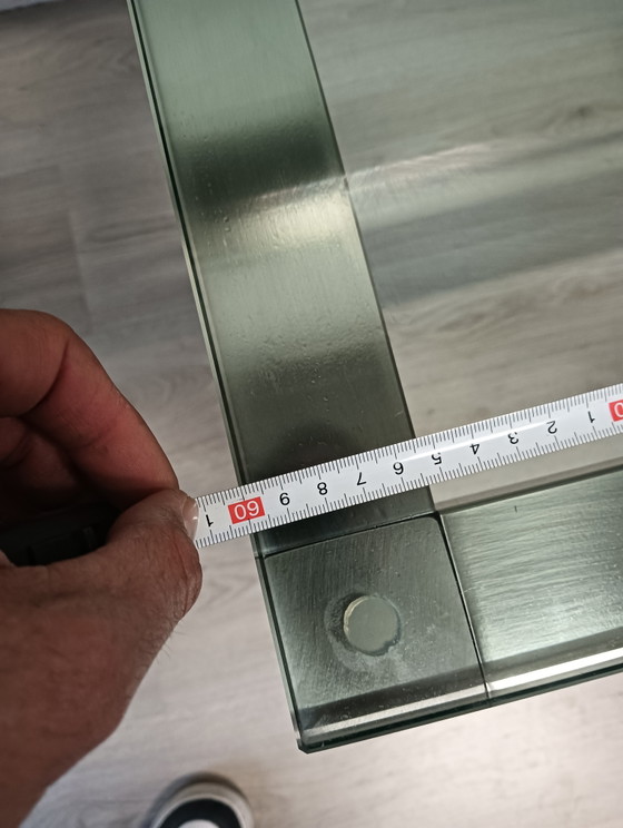 Image 1 of Beistelltische aus Edelstahl, dickes Glas, sehr schwer