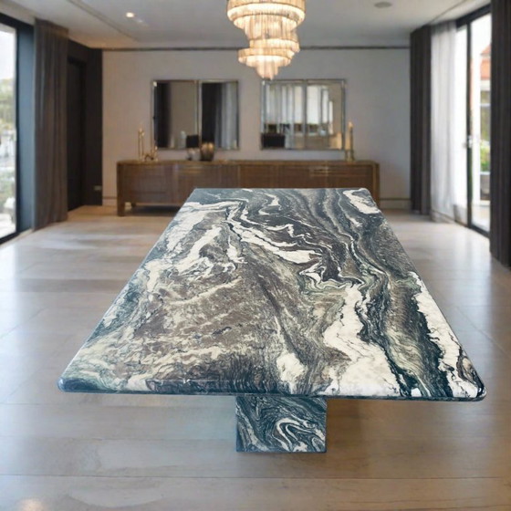 Image 1 of Gran Mesa de Comedor Cipollino Ondulato Mármol Diseño Italiano