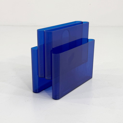 Lucite Blue Magazine Rack by Giotto Stoppino for Kartell, 1970s
