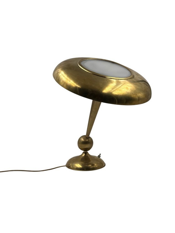 Image 1 of Oscar Torlasco, model 143 messing tafel-/bureaulamp, Prod. Lumi, Italië jaren 50