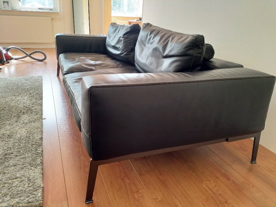 Flexform Lifesteel black leather 2-seater sofa and armchair, 2 seaters, Metal, Modern (photo 5 of 12)