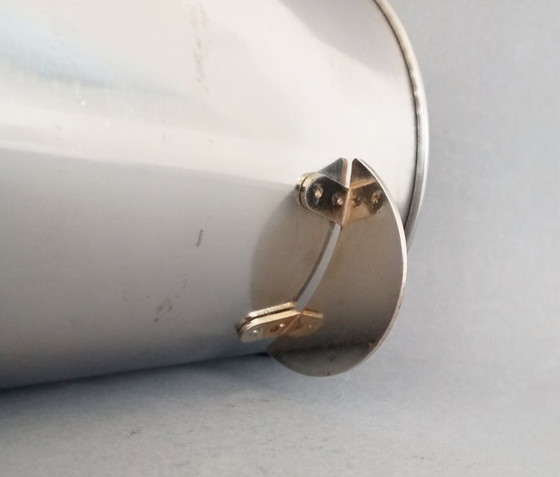 Image 1 of Brutalistische/modernistische stalen ijsemmer met koperen handvatten, circa 1970