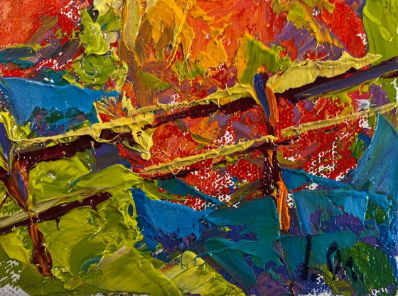 Image 1 of Original Oil Painting Summer Day Landscape Moments of happiness under the blue sky