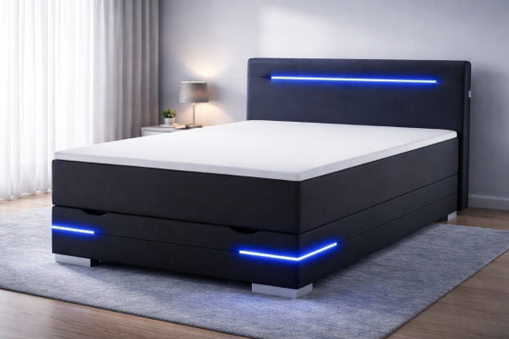 Image 1 of Dallas box spring with LED, USB, topper and storage space 90x200