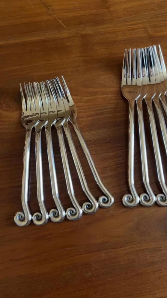 Image 1 of Set di posate in acciaio inox da 30 pezzi - design a spirale/vortice - stoviglie originali