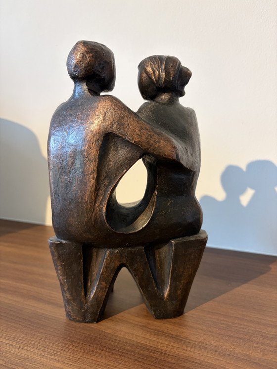Image 1 of Beautiful Bronze Sculpture – H.V. (Henny) Beckers – Titled 'Commitment'