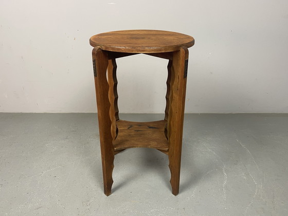 Art Deco eikenhouten decoratieve bijzettafel/plantenstandaard, jaren 1930. Ref.: CT1004 – Wood (photo 13 of 15)