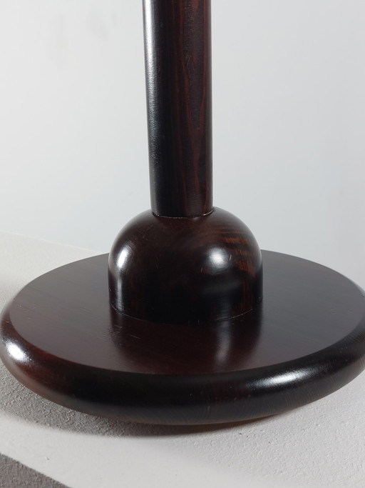 Vintage postmodern wooden table lamp with pleated shade