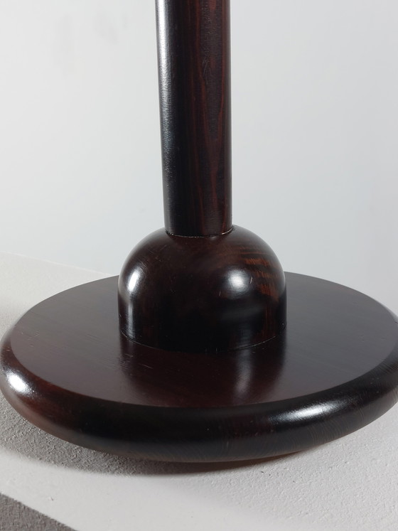 Image 1 of Vintage postmodern wooden table lamp with pleated shade