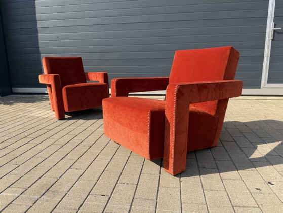 Cassina Utrecht Stuhl Terrakotta, G. Rietveld Neuwertiger Zustand! – Sessel, Textile (photo 11 of 15)