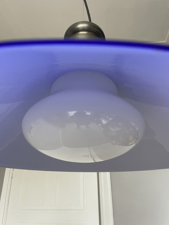 Image 1 of Vintage Danish pendant lamp with cobalt blue shade