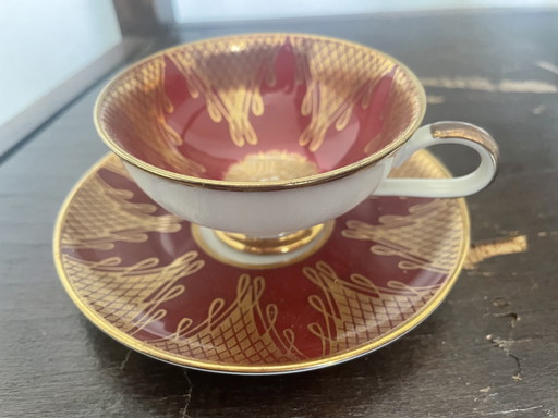 3 tazas y platillos de café antiguos de Baviera
