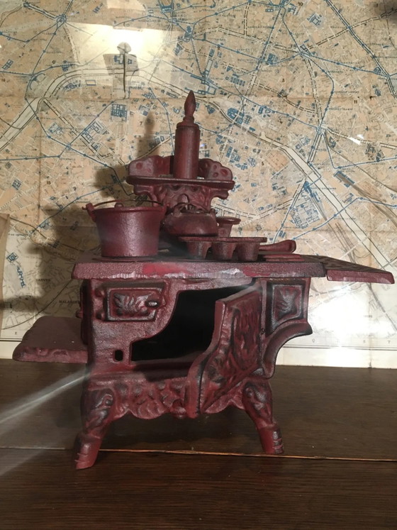 Stufa, stufa in ghisa in miniatura + utensili – Oggetti decorativi, Vintage (photo 2 of 15)