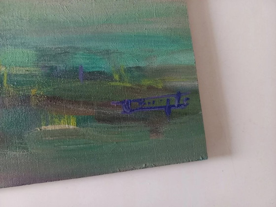 Image 1 of CARLES COMPTE | Hügellandschaft mit Kapelle | ORIGINAL Ölgemälde auf Holzplatte