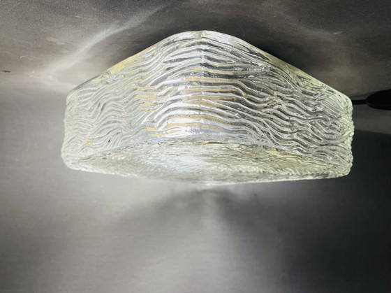 Image 1 of Vierkante helder glazen inbouwlamp voor lage plafonds of wand, 1990