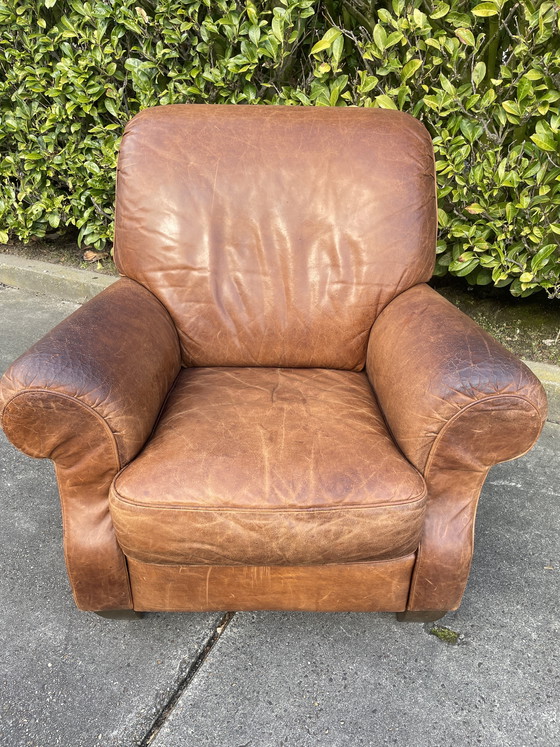Image 1 of Fauteuil club vintage en cuir - Design italien