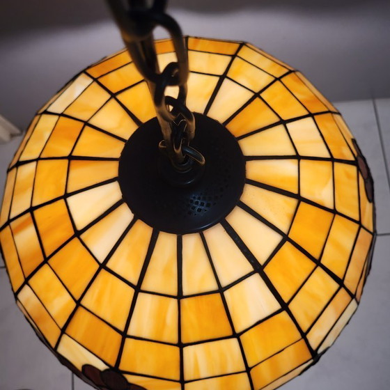 Image 1 of Kleurrijke vintage Tiffany hanglamp, Honsel Leuchten