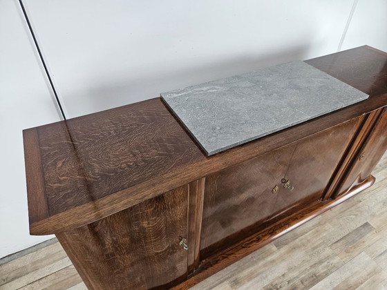 Image 1 of Art Decò oak sideboard for dining room with marble top