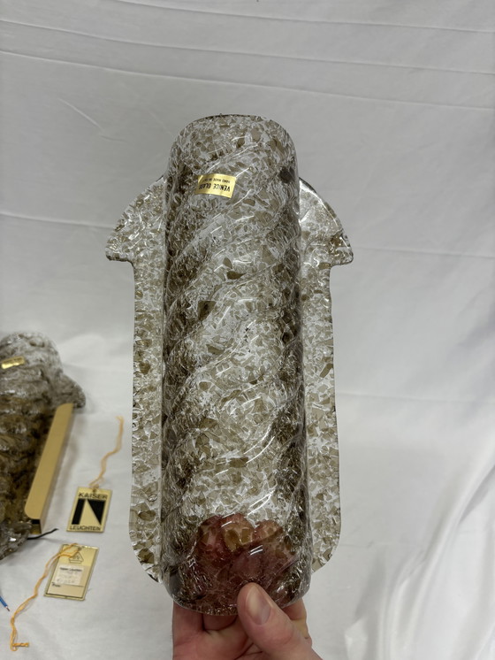 Image 1 of Ensemble vintage de lampes murales en verre de Murano et laiton Kaiser Leuchten