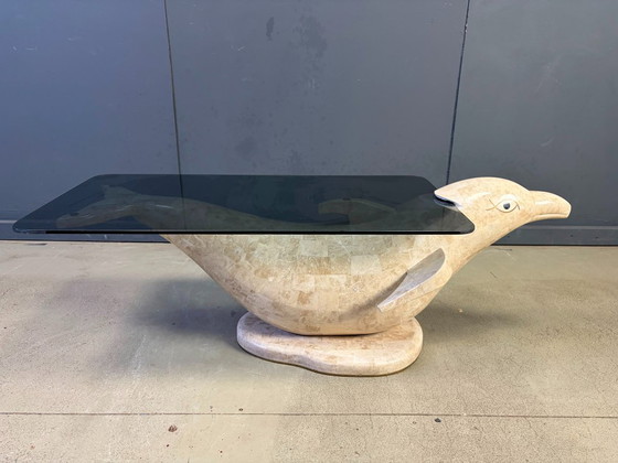Vintage Dolphin coffee table by Maitland Smith, 1980s – Glass, Stone (photo 2 of 13)
