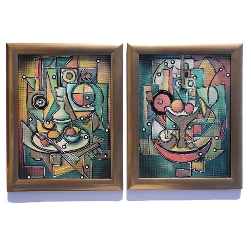 Kubisme A1439 - Ingelijste abstracte schilderijen