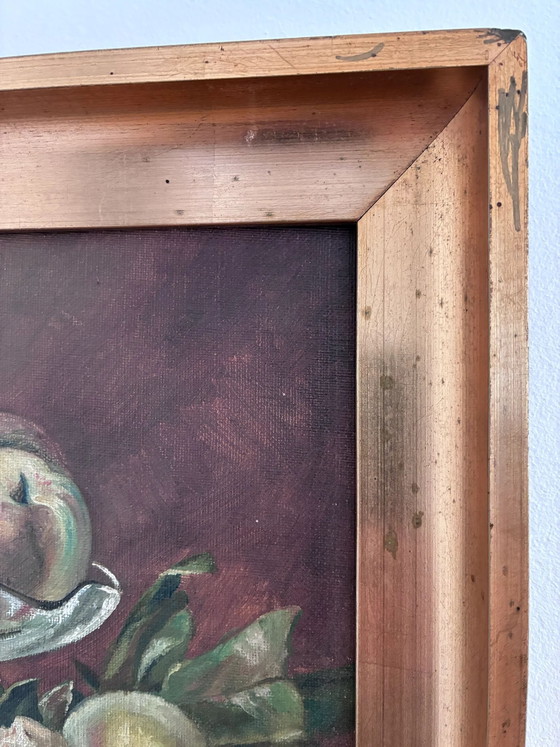 Image 1 of Peinture à l'huile originale ancienne nature morte, art de la cuisine aux fruits