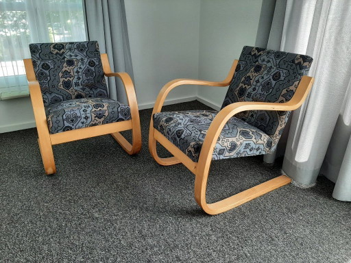 2 sillones Alvar Aalto 402 – stoelen fauteuils, Wood, Textile