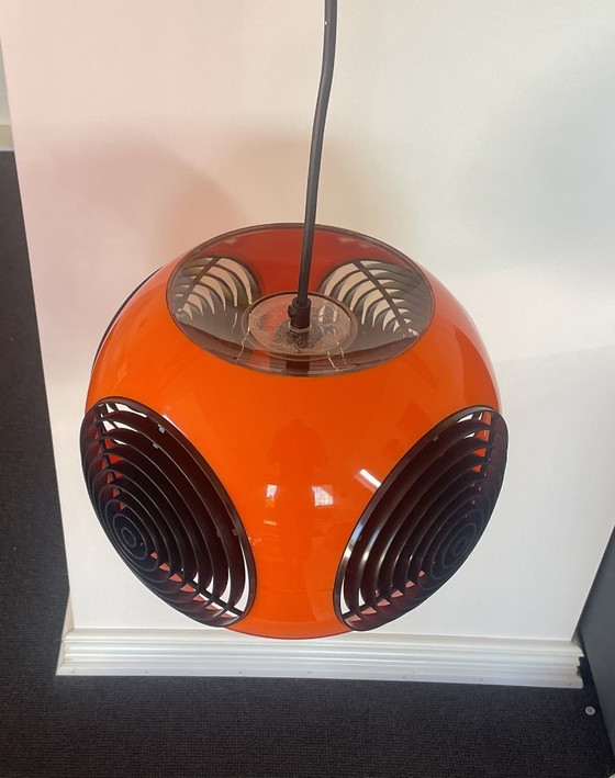 Space Age Lamp Massive Bug Eye, Ball Model Orange/Black, Vintage, Retro, Pendant lamps, Plastic (photo 2 of 10)
