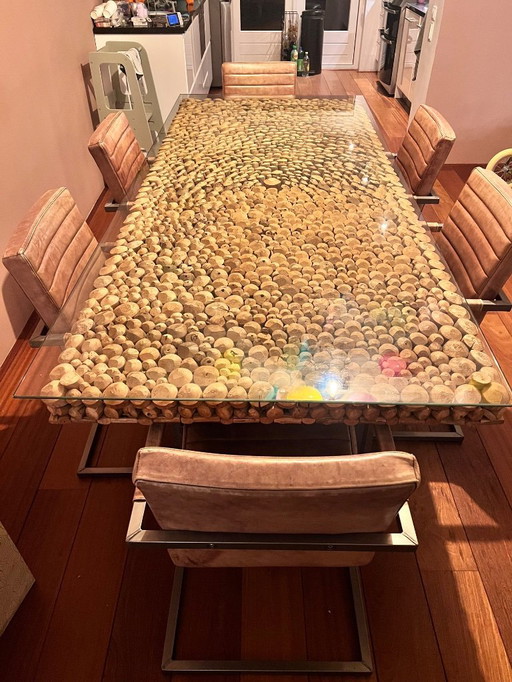 Goossens Esstisch 105x245cm + 6 Lederstühle