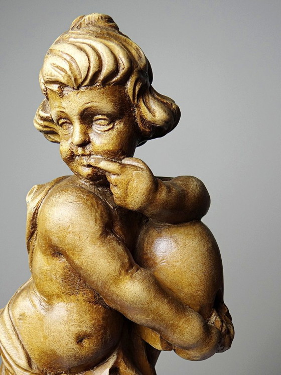 Putto met honing in houtsnijwerk, naar een ontwerp van Feuchtmayer, Duitsland – Vintage (photo 10 of 11)