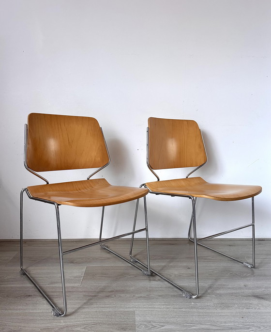 Image 1 of 6x Matrix Krueger houten design stoelen