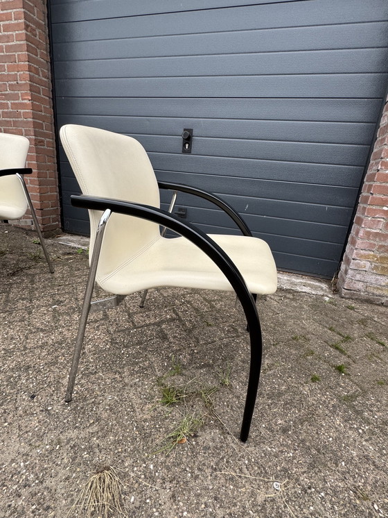 Image 1 of 4 Esszimmerstühle aus Leder Team by Wellis Farbe Beige/Schwarz neuwertig.