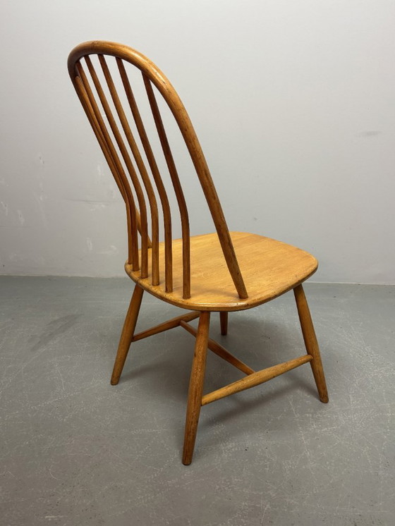Image 1 of Set of 4 Mid-Century Design Spindle Back Dining Chairs by Bengt Akerblom & Gunnar Eklöf for Nässjö Stolfabrik, Sweden 1950s.