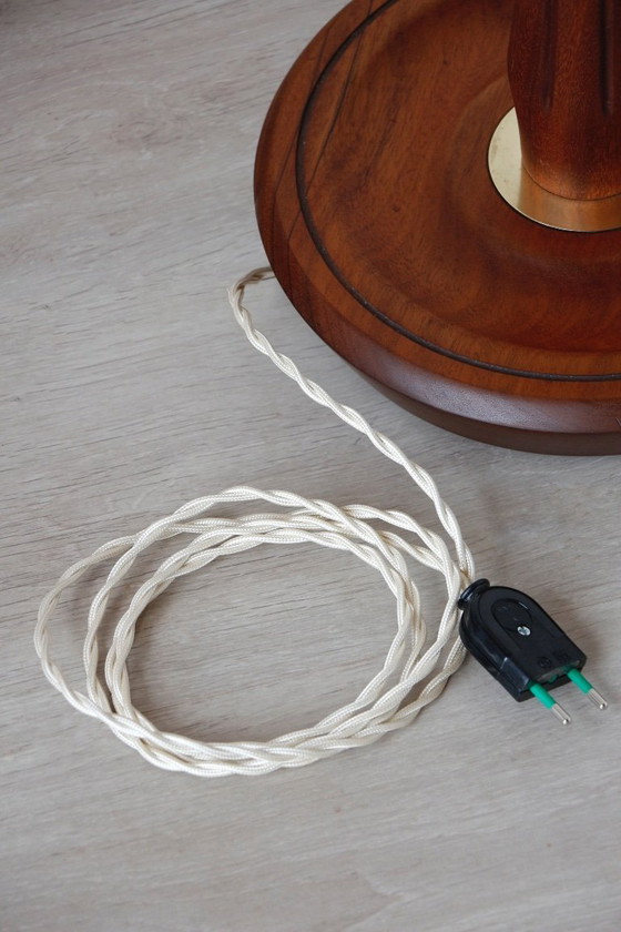 Image 1 of Vloerlamp van teak en messing uit de jaren 60 - Vintage verlichting